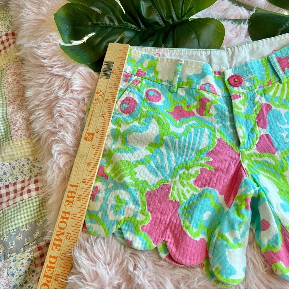 Lilly Pulitzer The Buttercup Short A Delicacy Pink Floral Scallop Hem Sz‎ 0